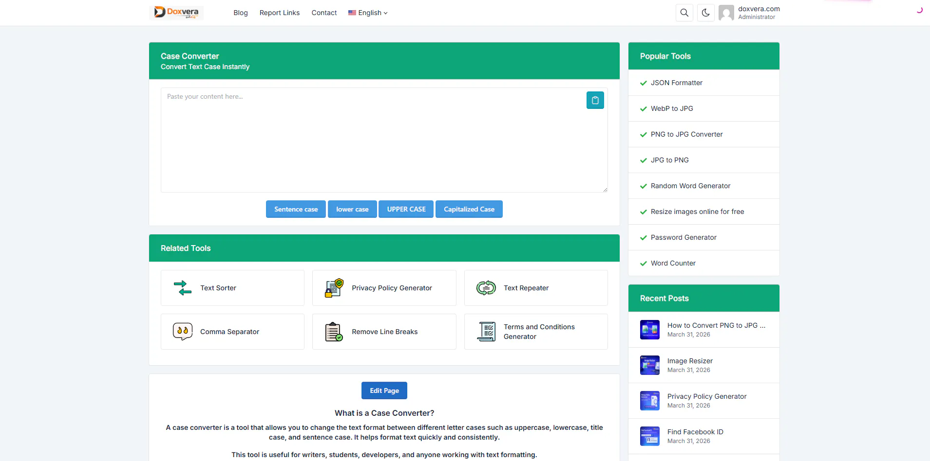 Doxvera – Free Online Web Tools 제품 배너
