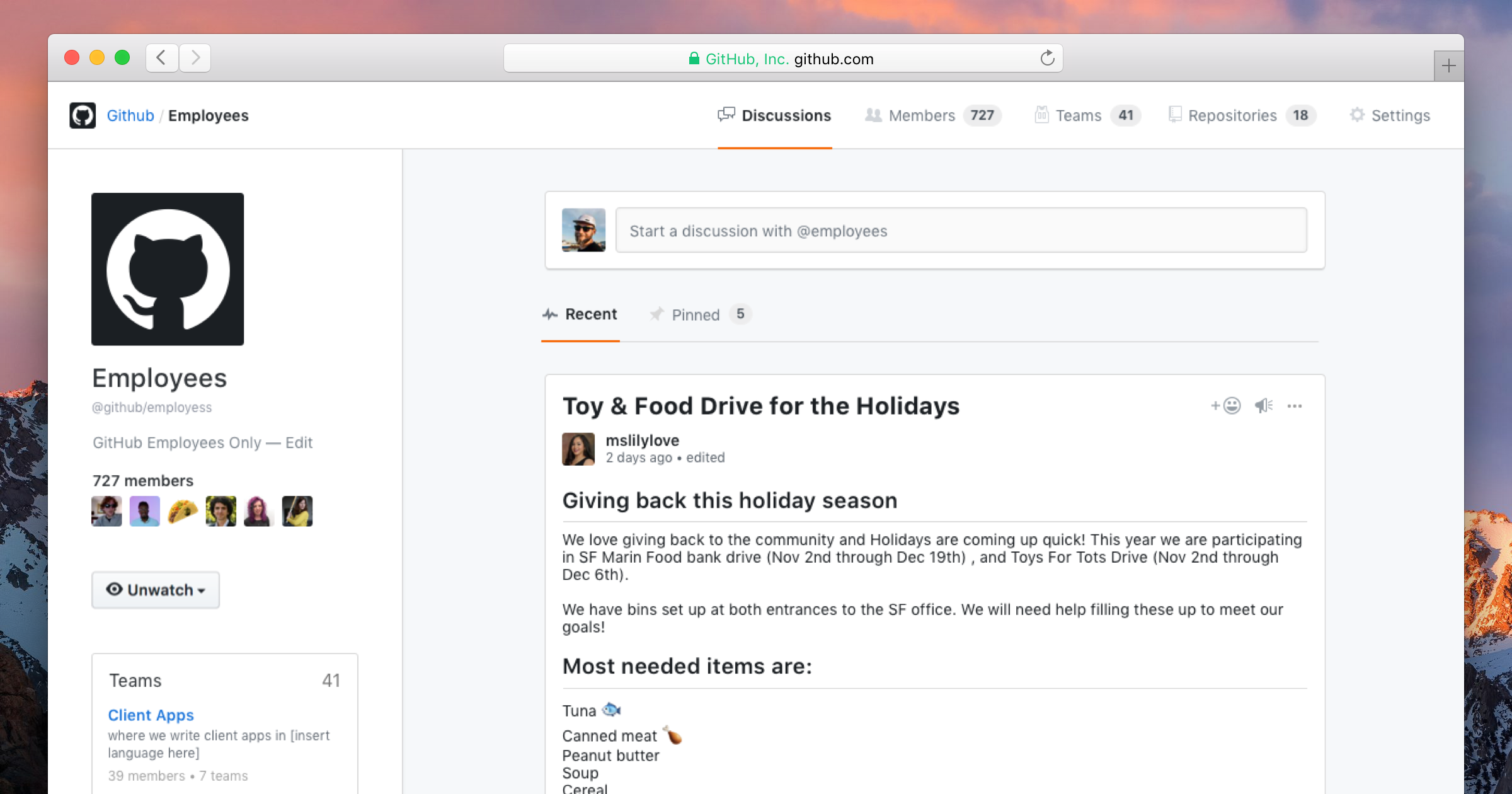 GitHub Team Discussions gallery image