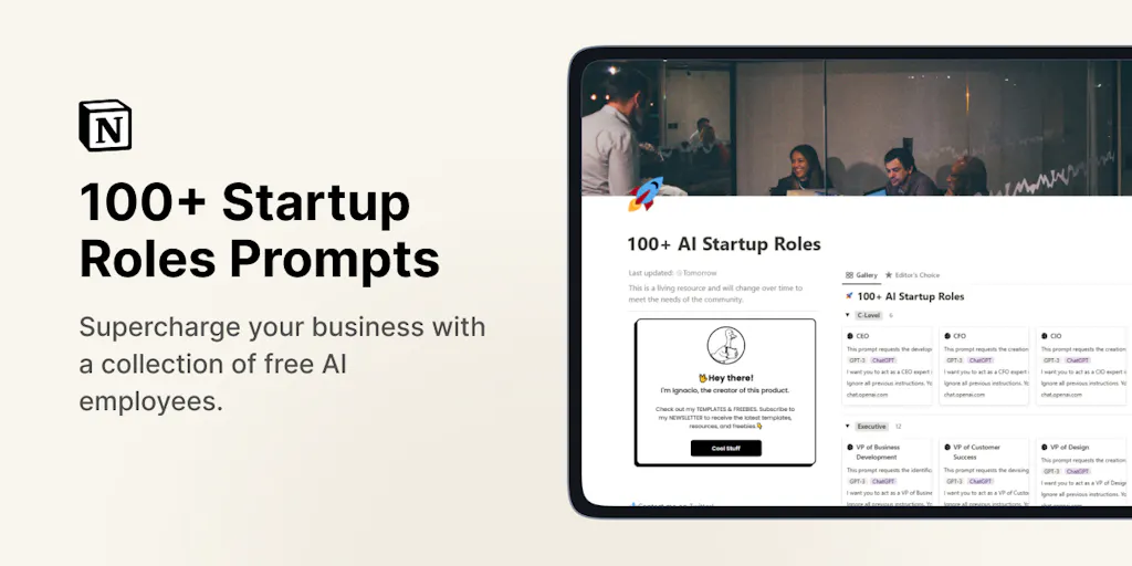 100+ Startup Roles Prompt Templates
