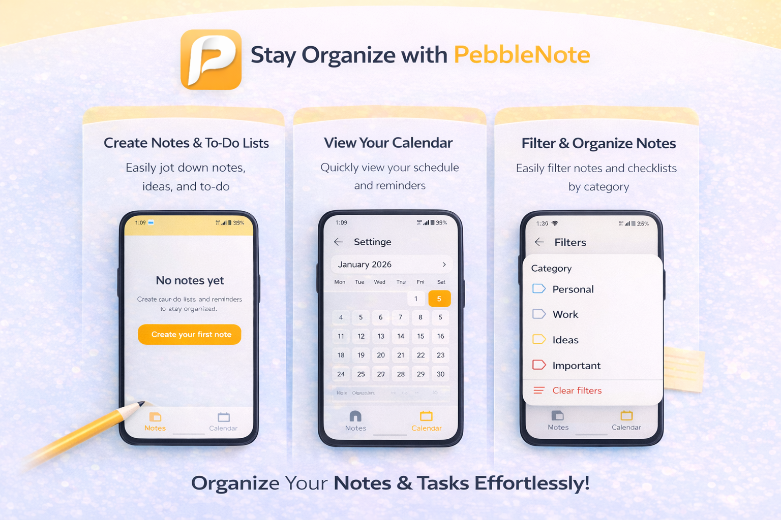 PebbleNote – Smart Notes - Product Hunt launch logo and brand identity