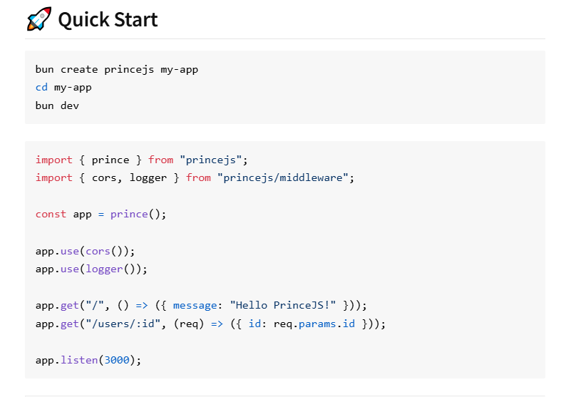 PrinceJS - Screenshot 2 showing product features and functionality
