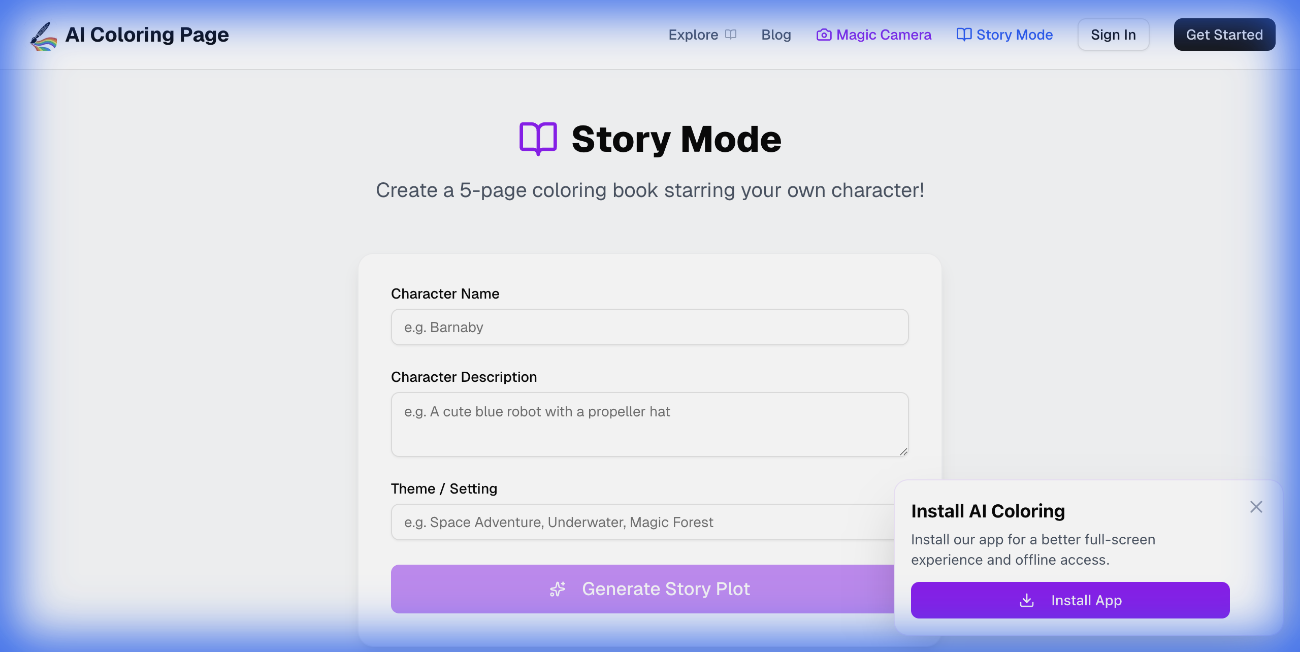 Magic Camera by AI Coloring Page - Screenshot 3 showing product features and functionality