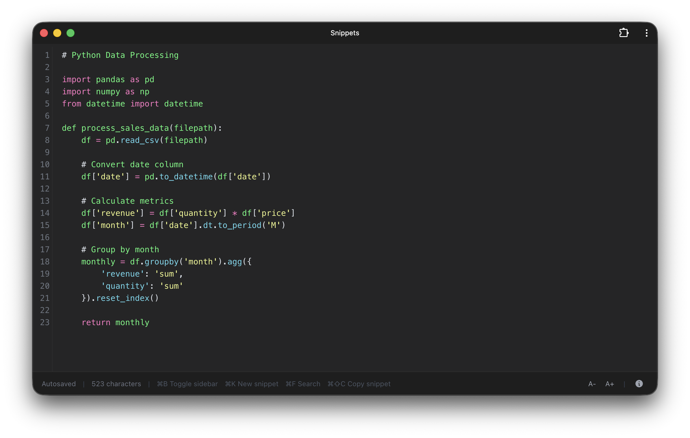 Snippets.dev - Screenshot 3 showing product features and functionality