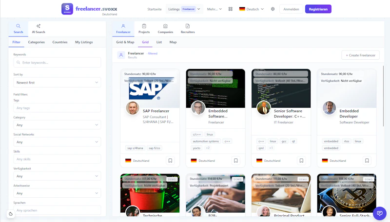 B2B Freelancer Portal Deutschland screenshot 1
