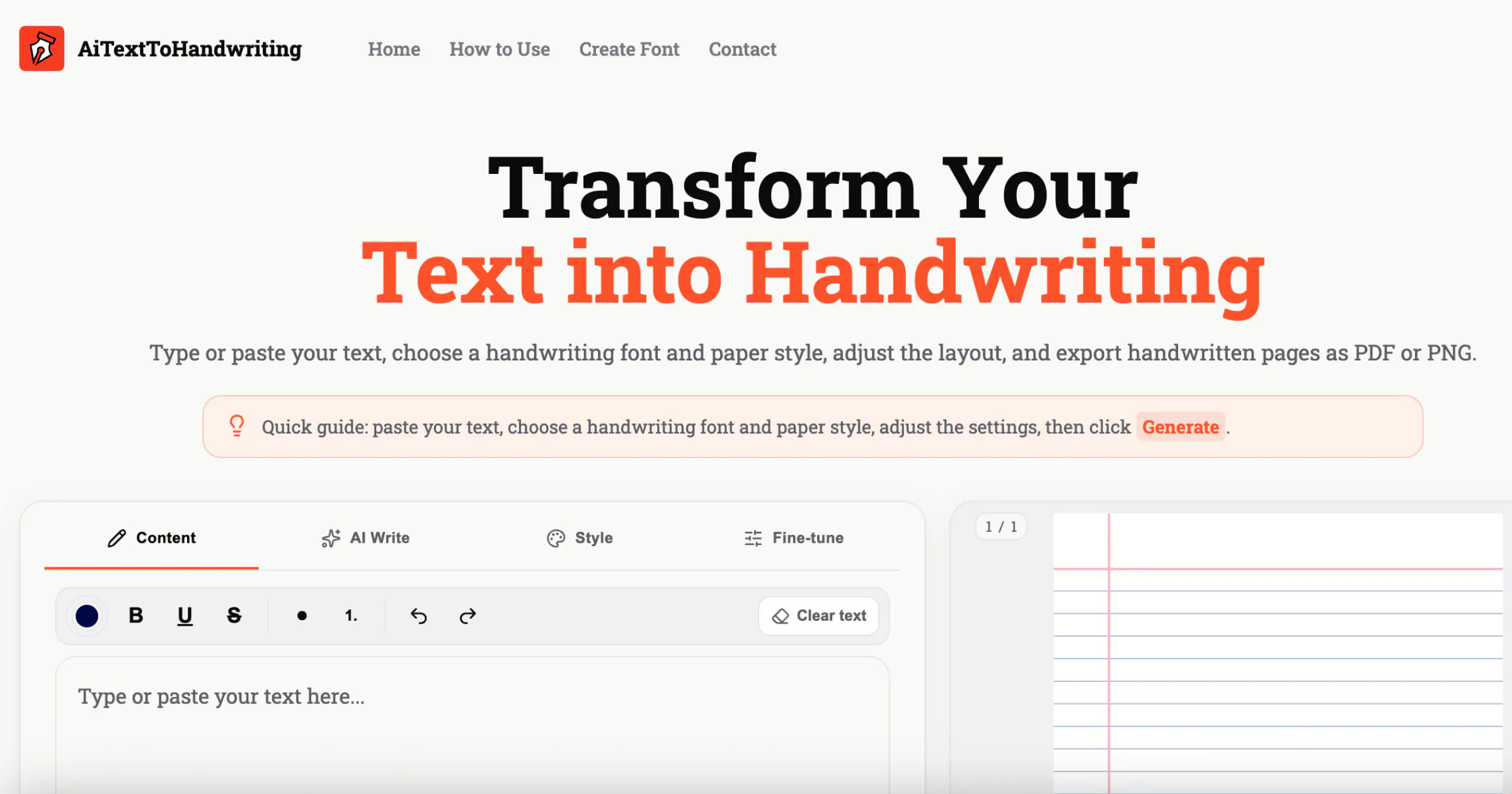 aitexttohandwriting screenshot