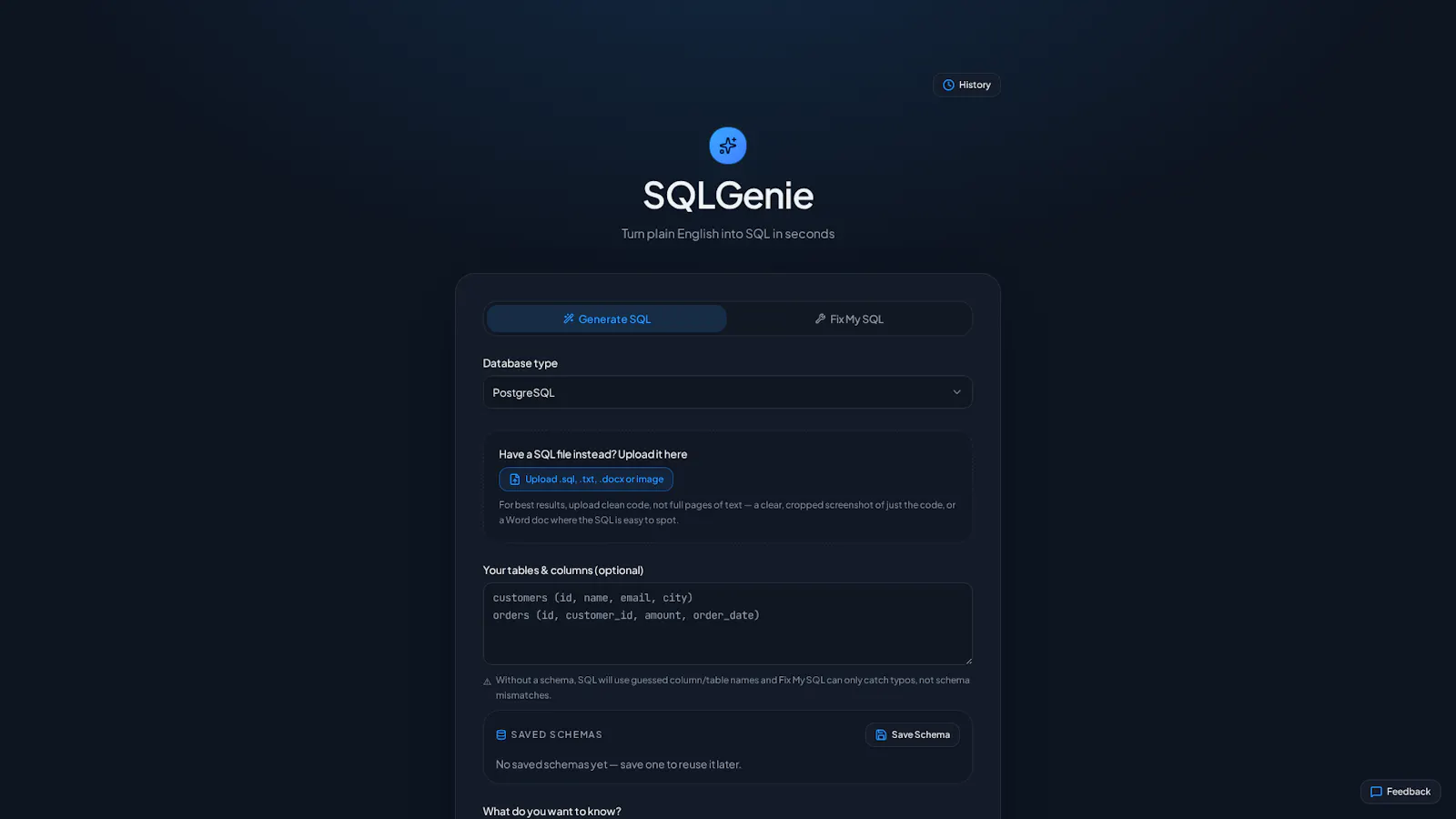 SQLGenie screenshot 1