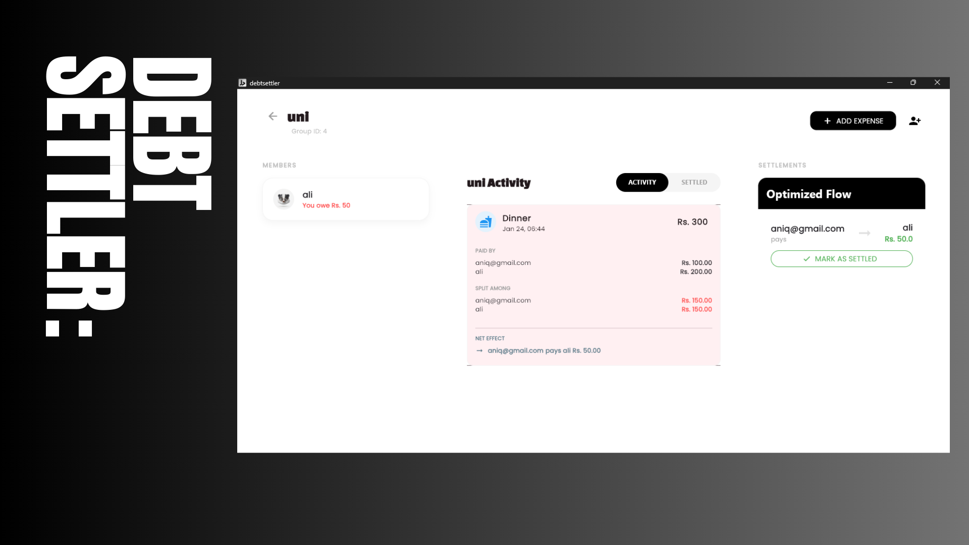 Debt Settler - Screenshot 2 showing product features and functionality