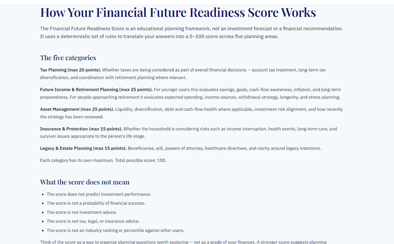 Financial Future Readiness Assessment screenshot 3