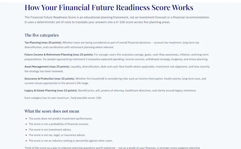 Financial Future Readiness Assessment screenshot 3