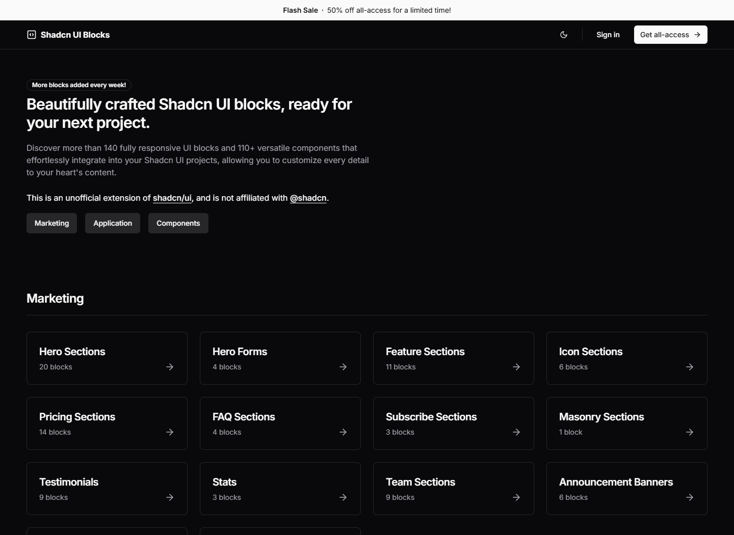 Média Blocs d'interface utilisateur shadcn - Étendez vos projets Shadcn avec 250 blocs et composants 1