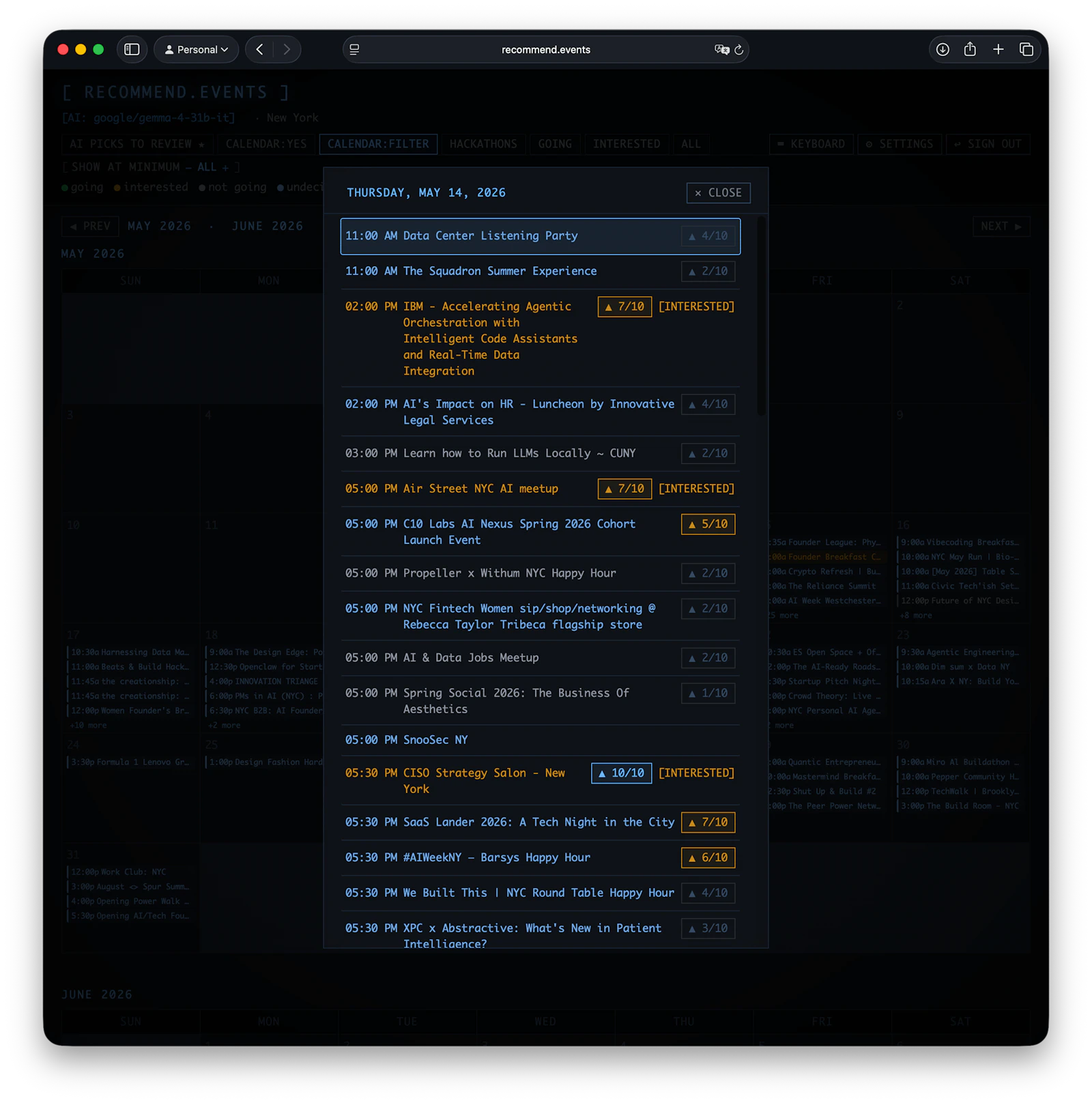 recommend.events screenshot 3
