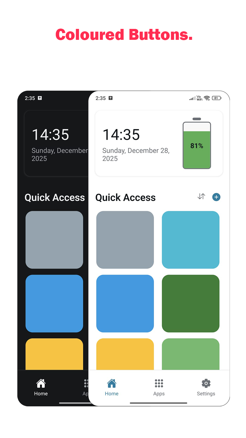 Elderly Launcher for Android - Screenshot 2 showing product features and functionality