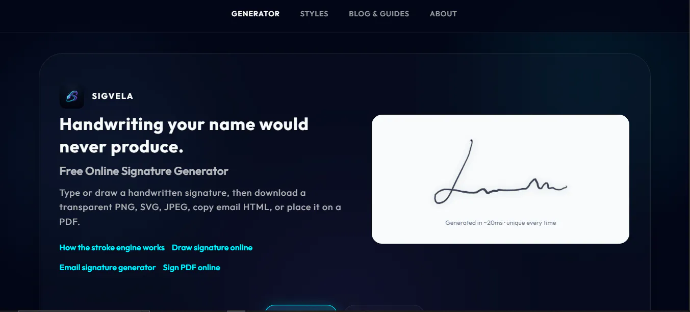 SigVela - Signature Generator gallery image