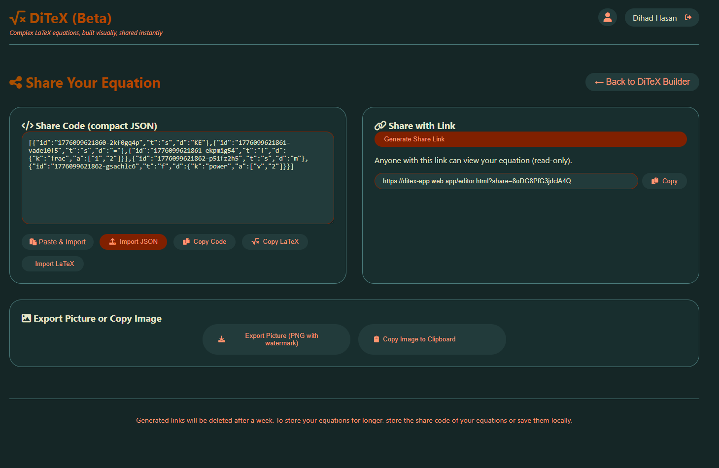 DiTeX · Visual LaTeX Equation Builder gallery image