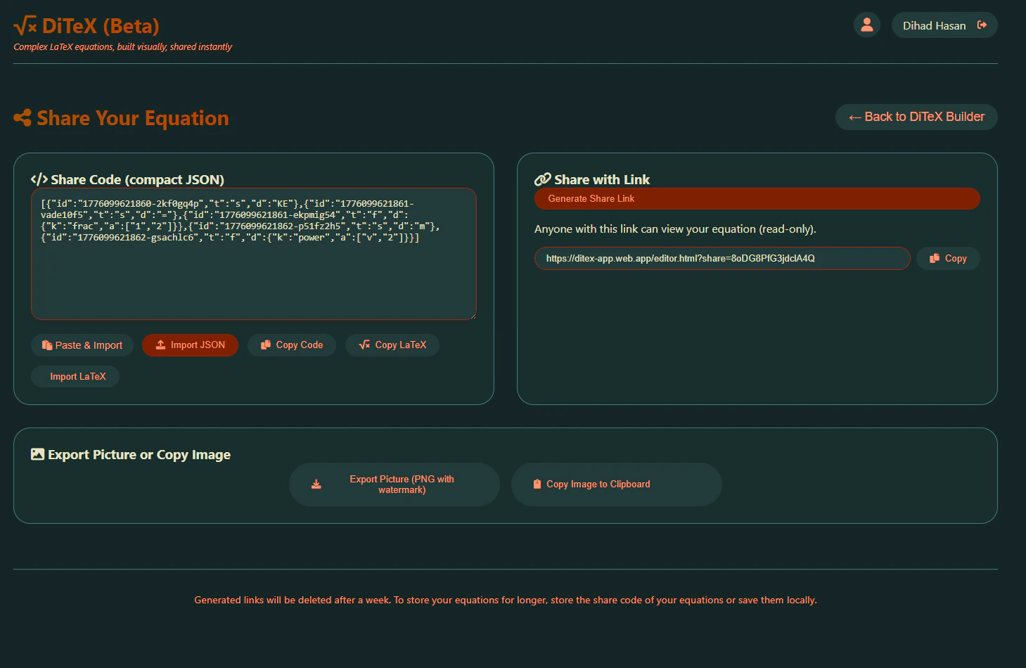 DiTeX · Visual LaTeX Equation Builder screenshot 6