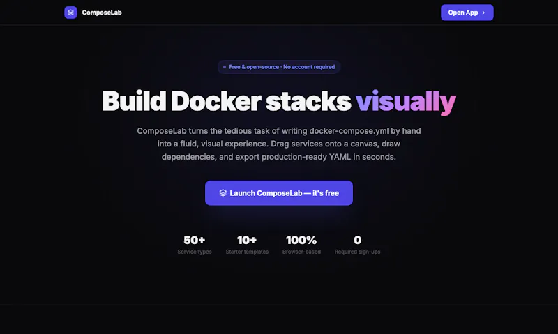 ComposeLab — Docker Compose Builder screenshot 1