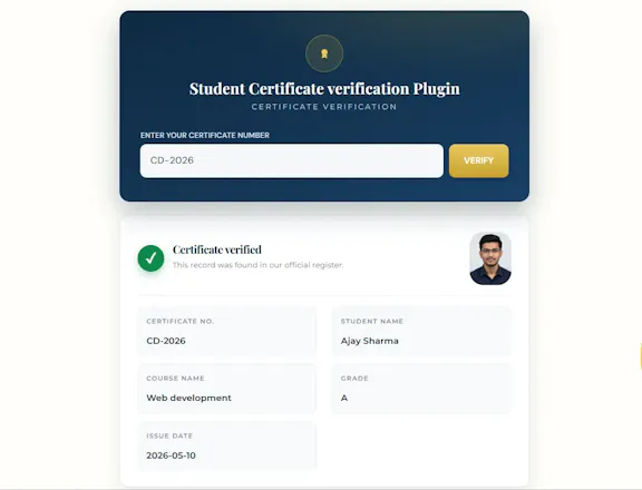 Student Certificate verification Plugin gallery image