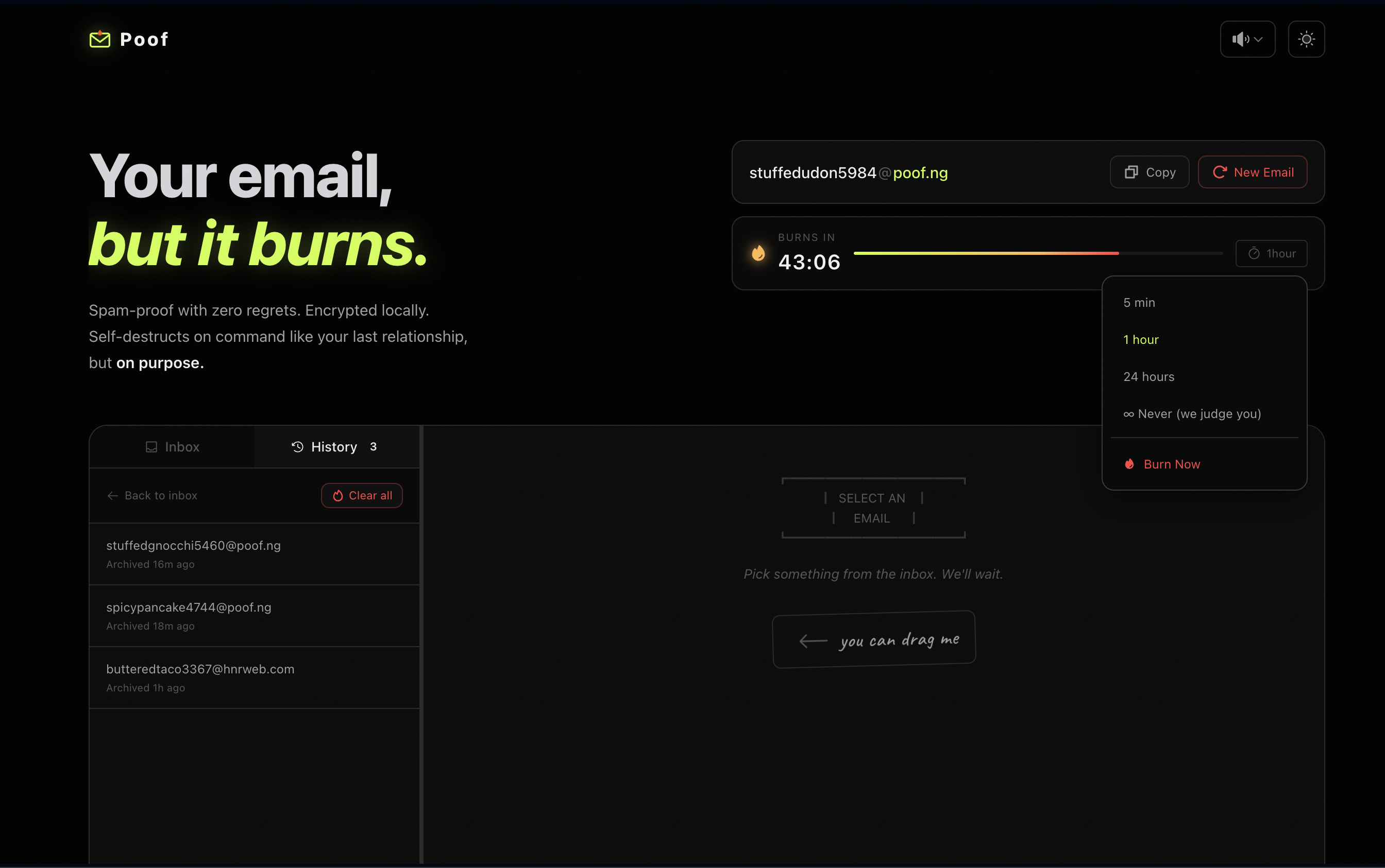 Poof - Main product screenshot demonstrating key features and user interface