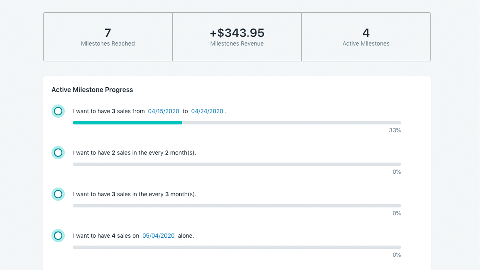 Milestone Motivator Shopify App gallery image