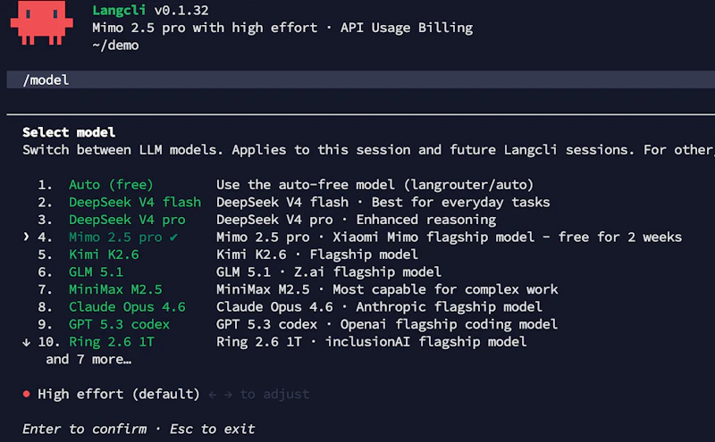 Langcli screenshot 2