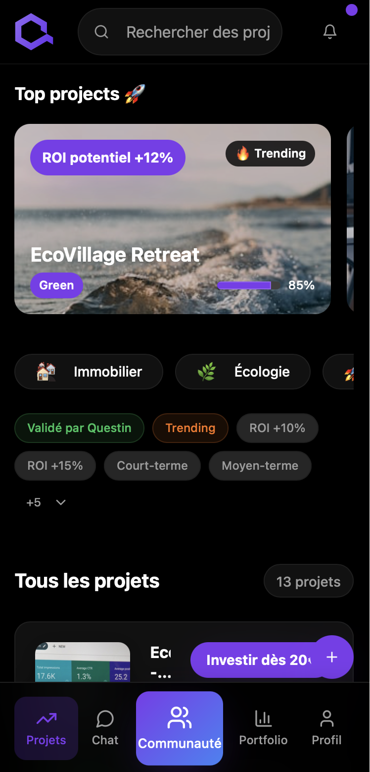 Questin.app - Main product screenshot demonstrating key features and user interface