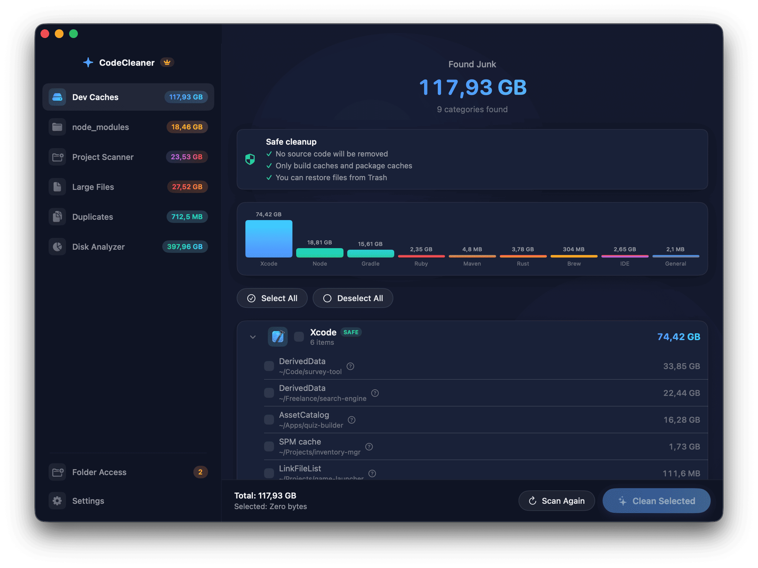 CodeCleaner – Cleanup for Developer Macs gallery image