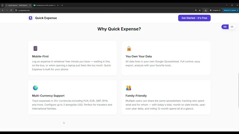 QuickExpense screenshot 1 (video preview)