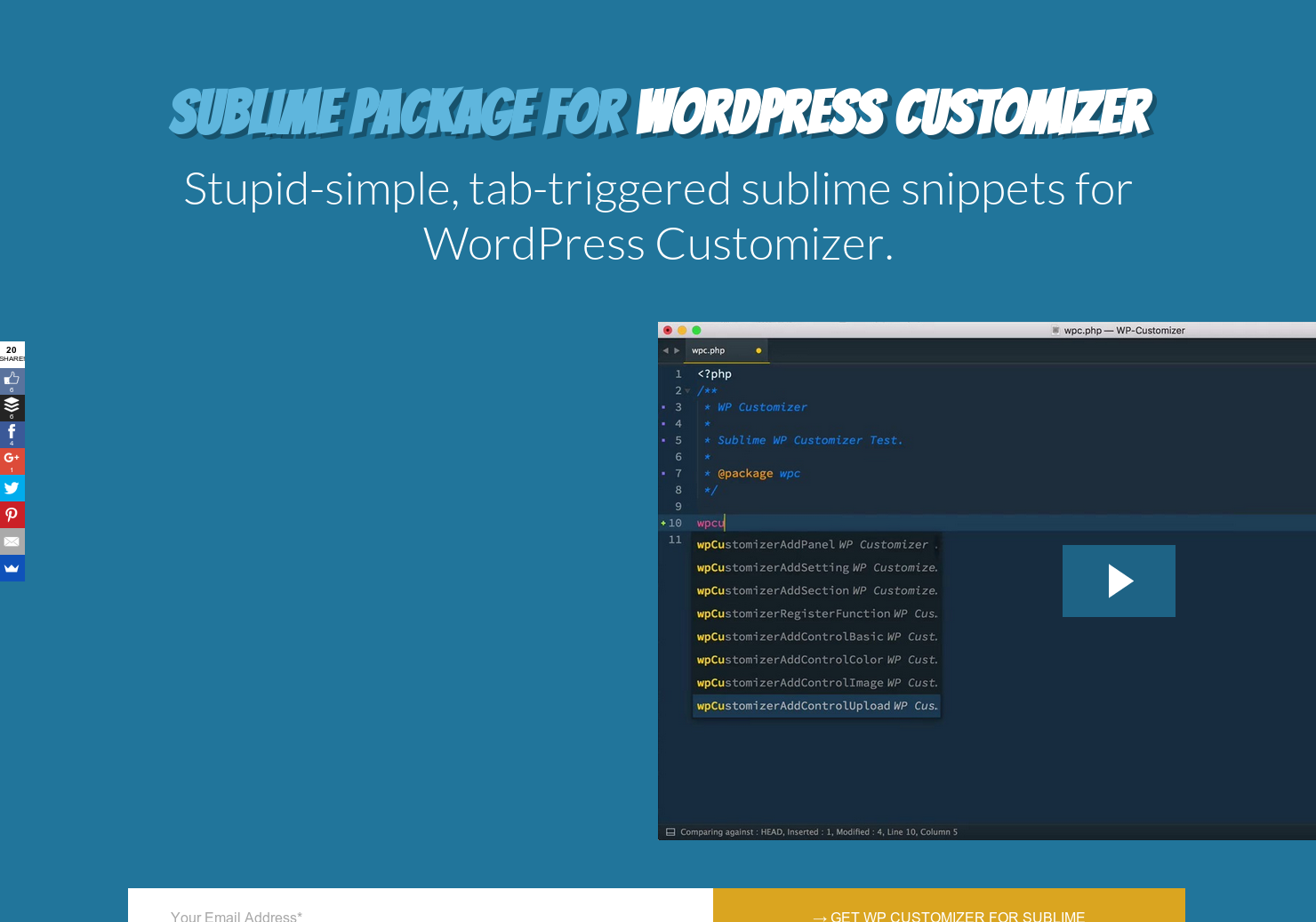 Sublime Text Package for WordPress Customizer gallery image