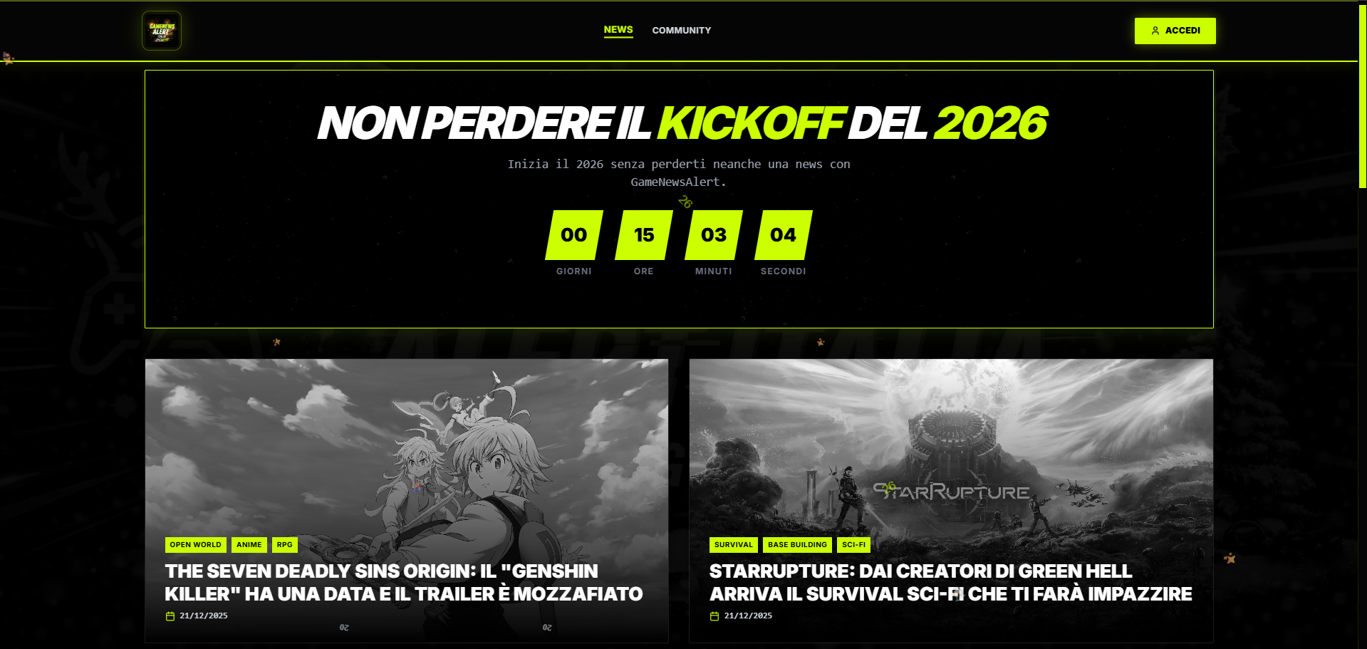 GAMENEWS ALERT - Main product screenshot demonstrating key features and user interface