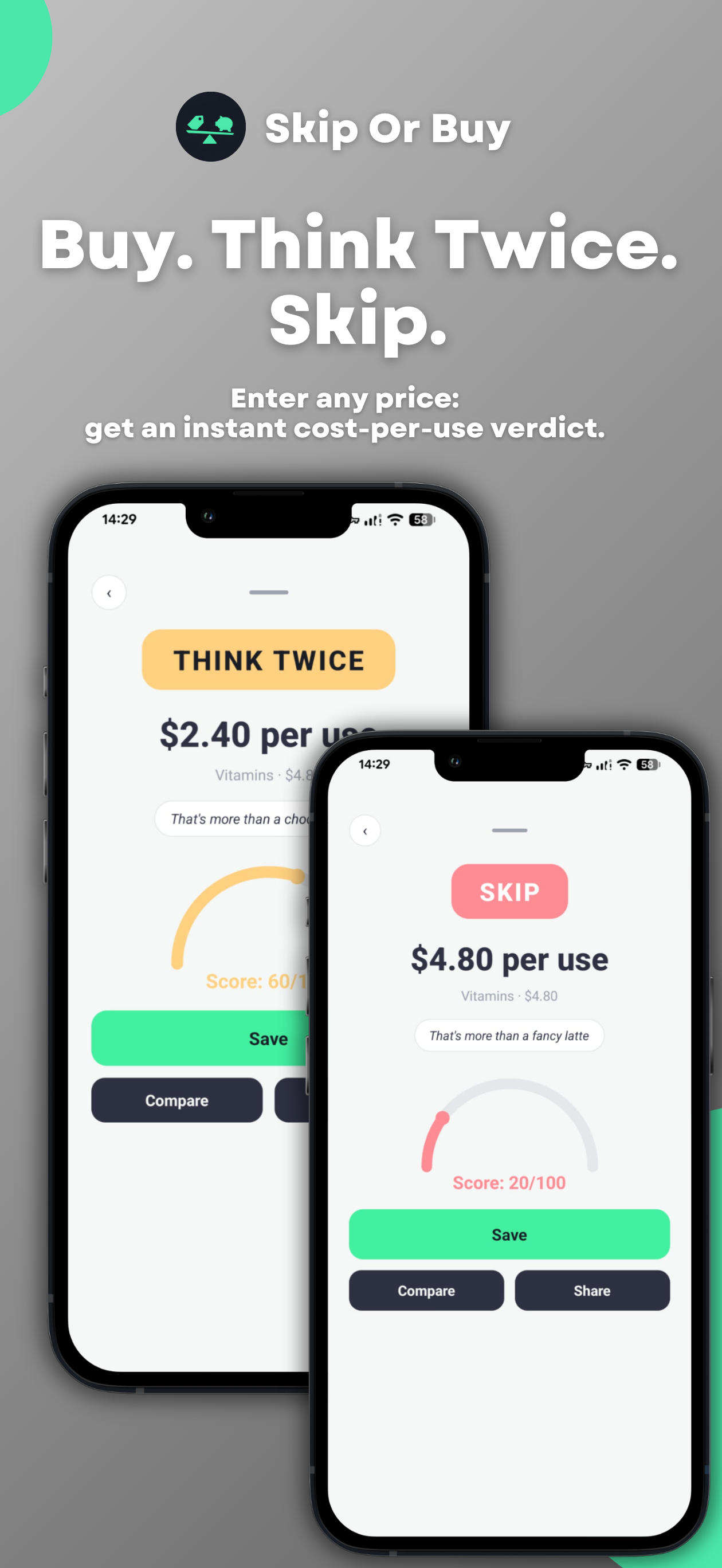 Skip Or Buy: Cost Per Use - Screenshot 4 showing product features and functionality