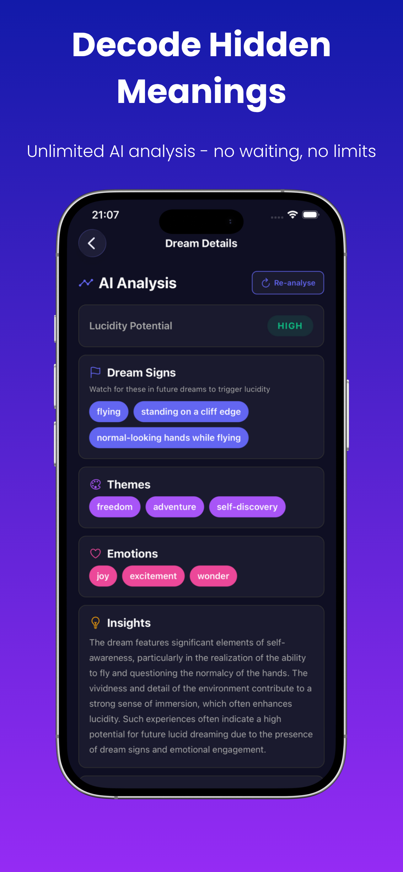 Dream Pilot - AI Journal - Main screenshot showing features and interface
