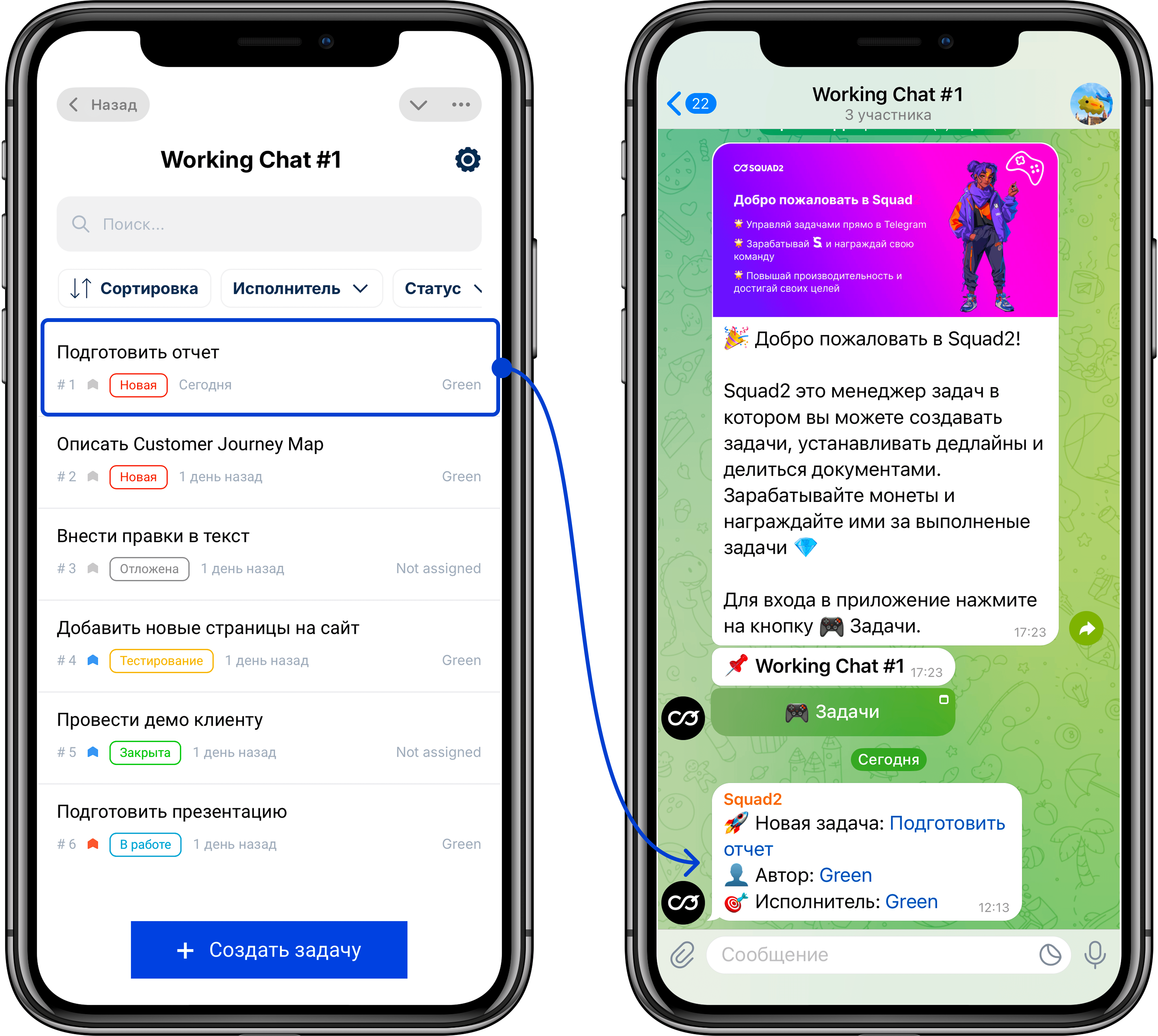 Squad2 - task tracker in Telegram. - Create tasks and set deadlines in Telegram media 7