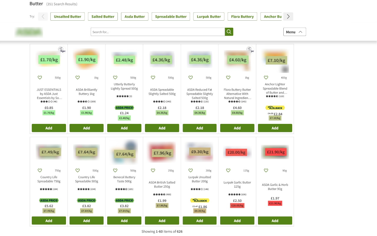 ValueSort - UK Supermarkets - Best Value - Screenshot 4 showing product features and functionality