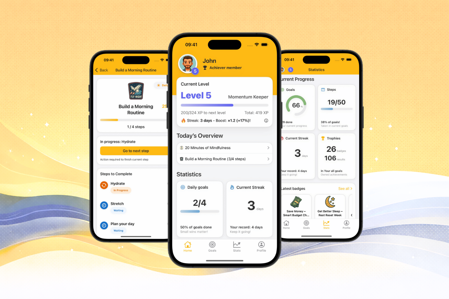 Goalzee - Your AI Habit Coach - Main product screenshot demonstrating key features and user interface