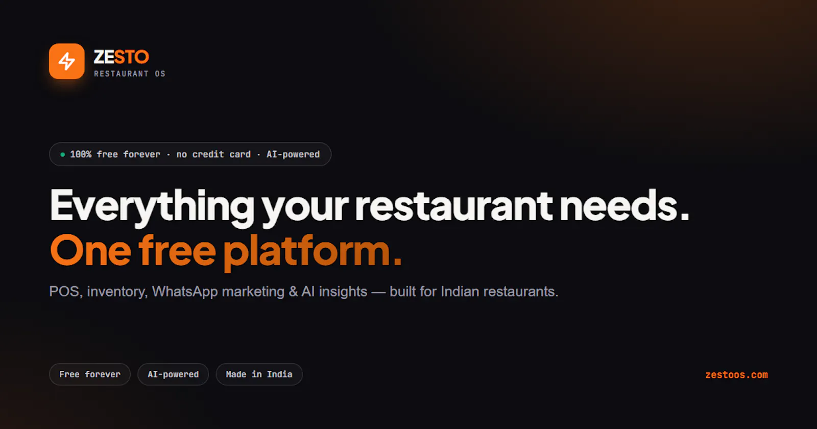ZESTO Restaurant OS screenshot 1