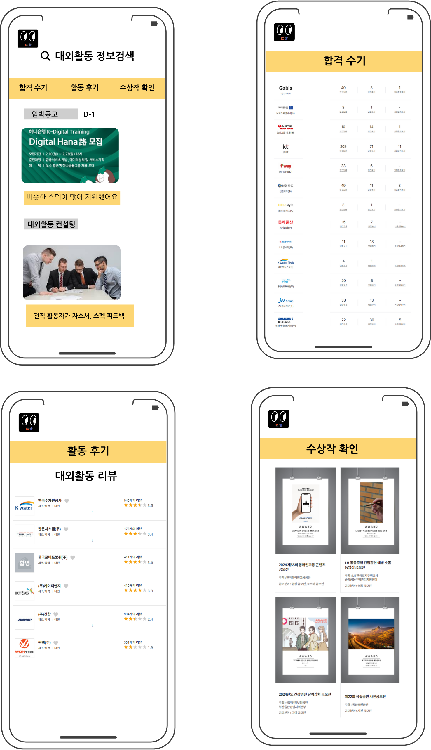  대외활동을 한눈에 볼 수 있도로록.  gallery image