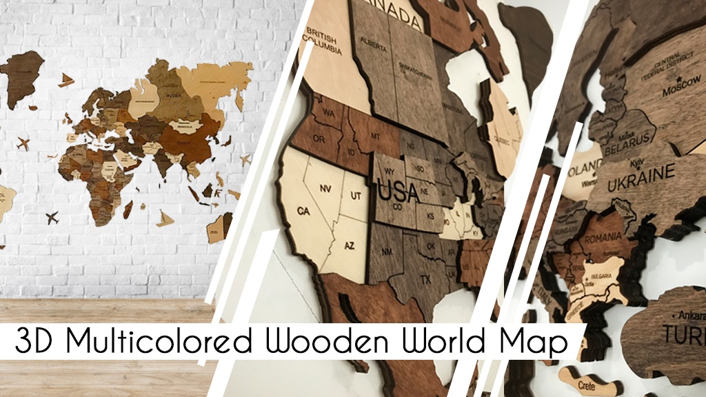 Wooden World Map 3D gallery image