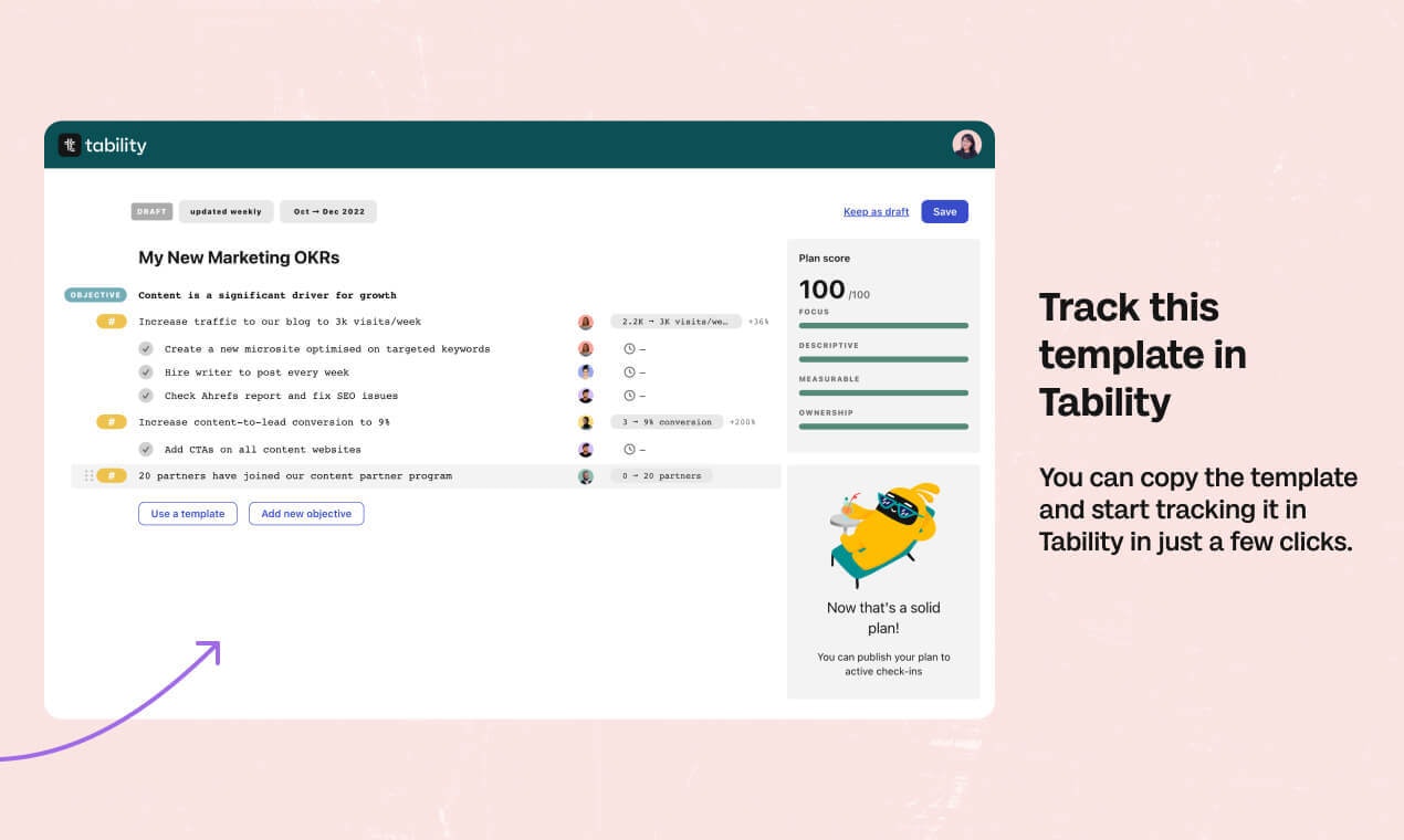 Plantillas de okrs por tabilidad media 4