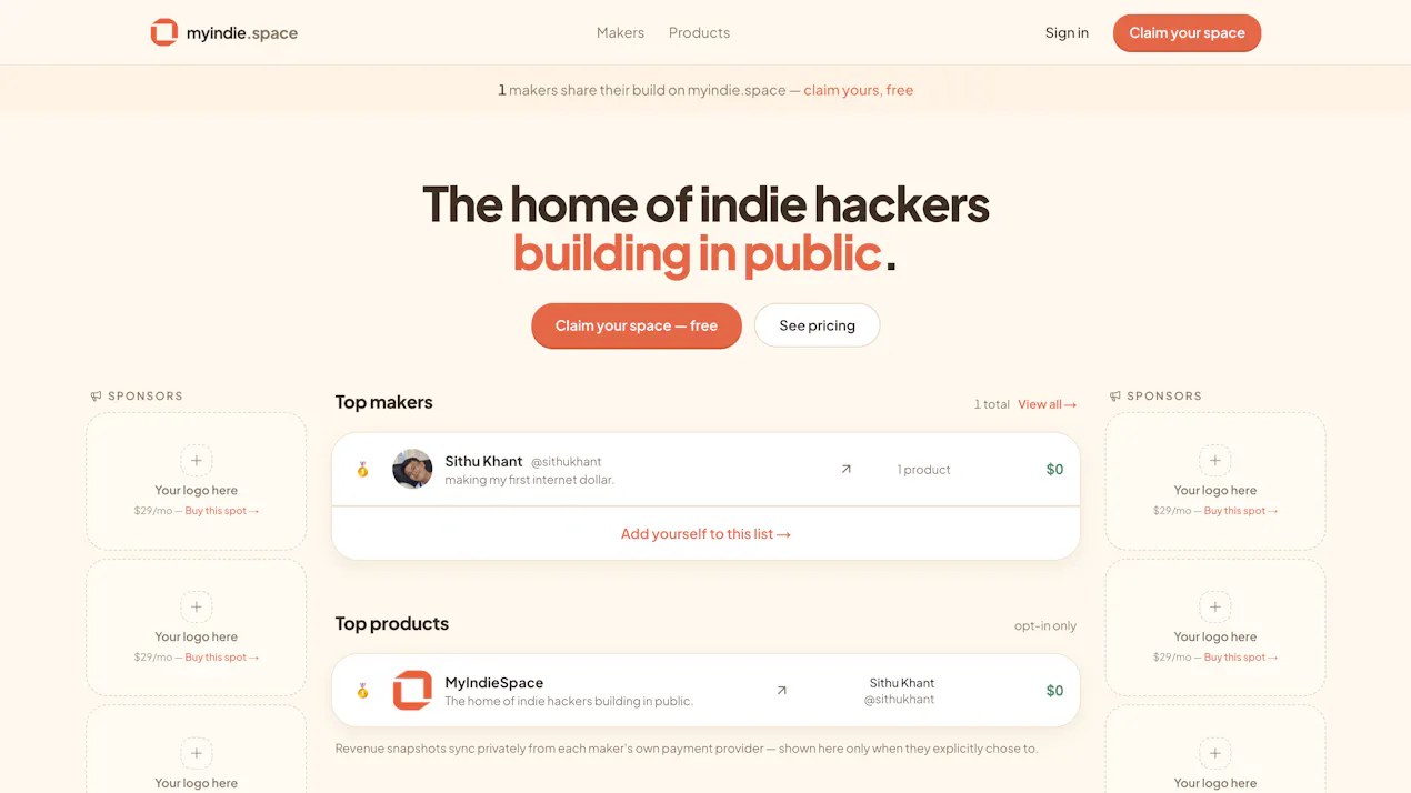 MyIndieSpace product