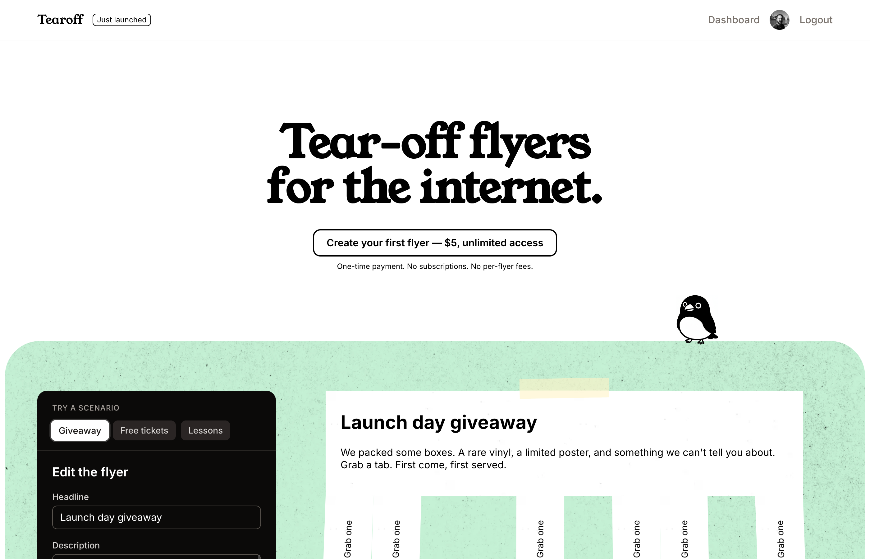 Tearoff - Main product screenshot demonstrating key features and user interface