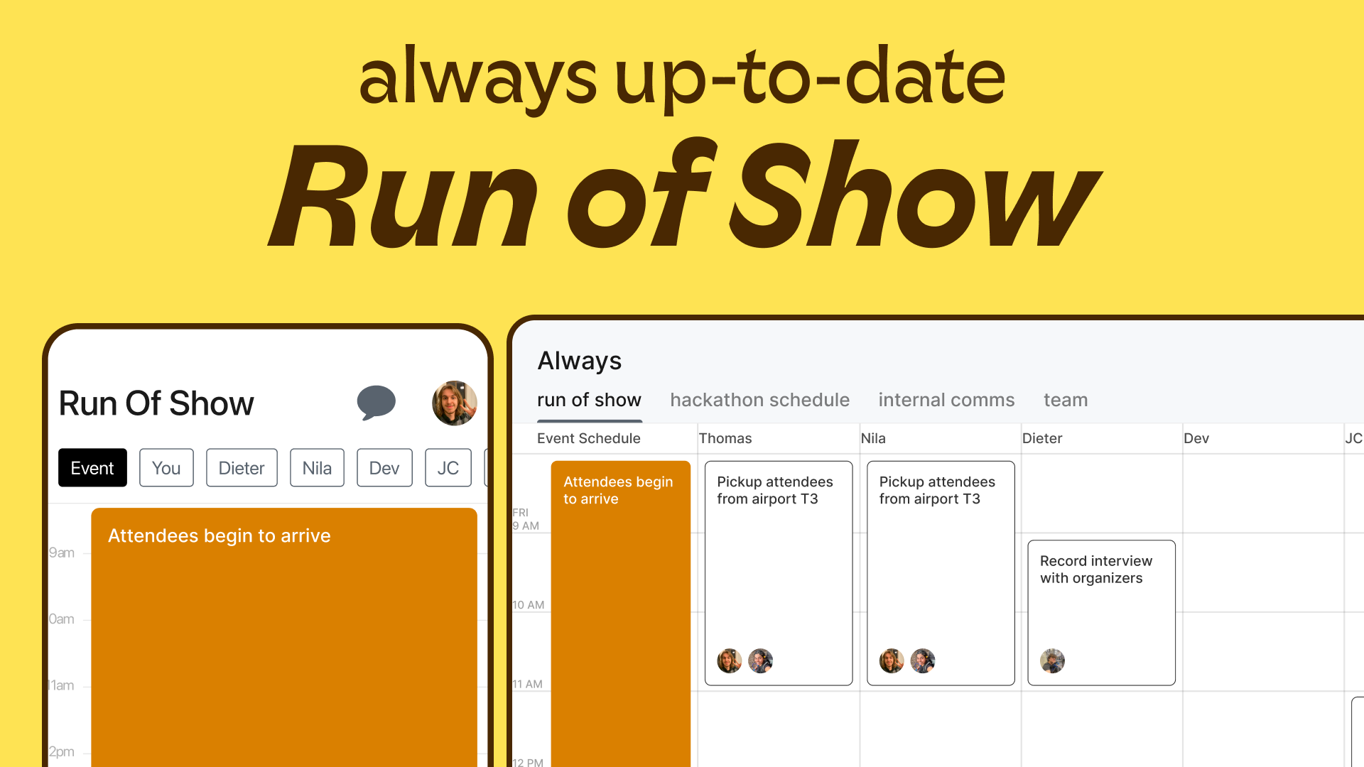Always - always up-to-date run of show always in your hands media 2