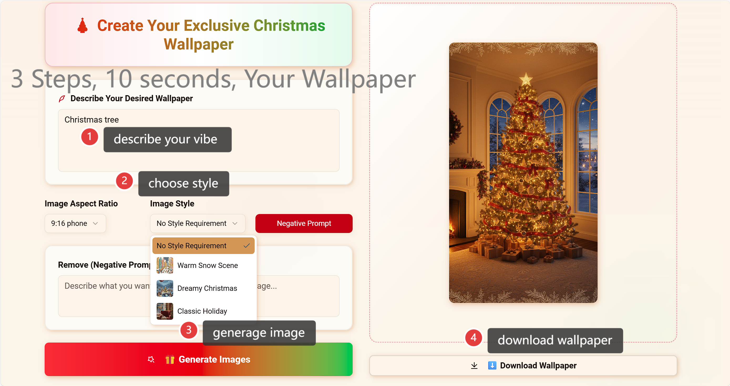 AI Christmas Wallpaper Generator gallery image