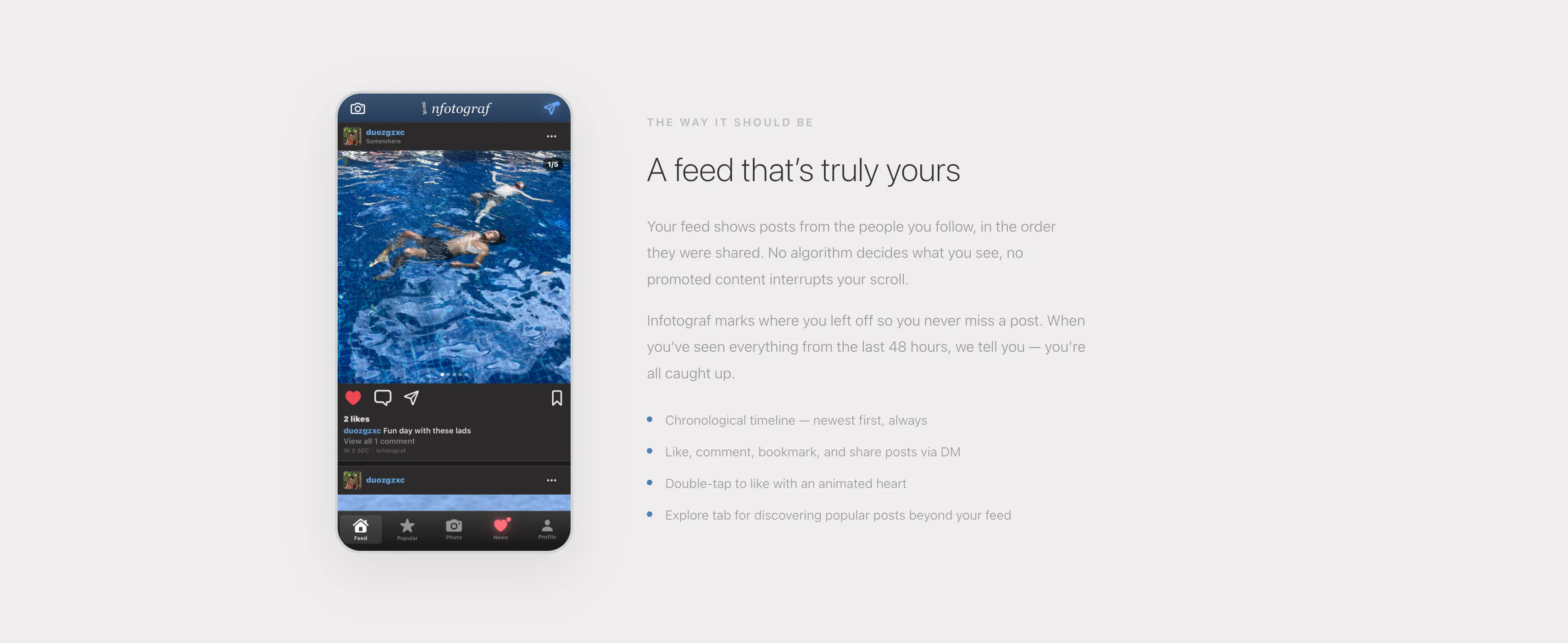 Infotograf — Safe, Simple Photo Sharing 專案橫幅