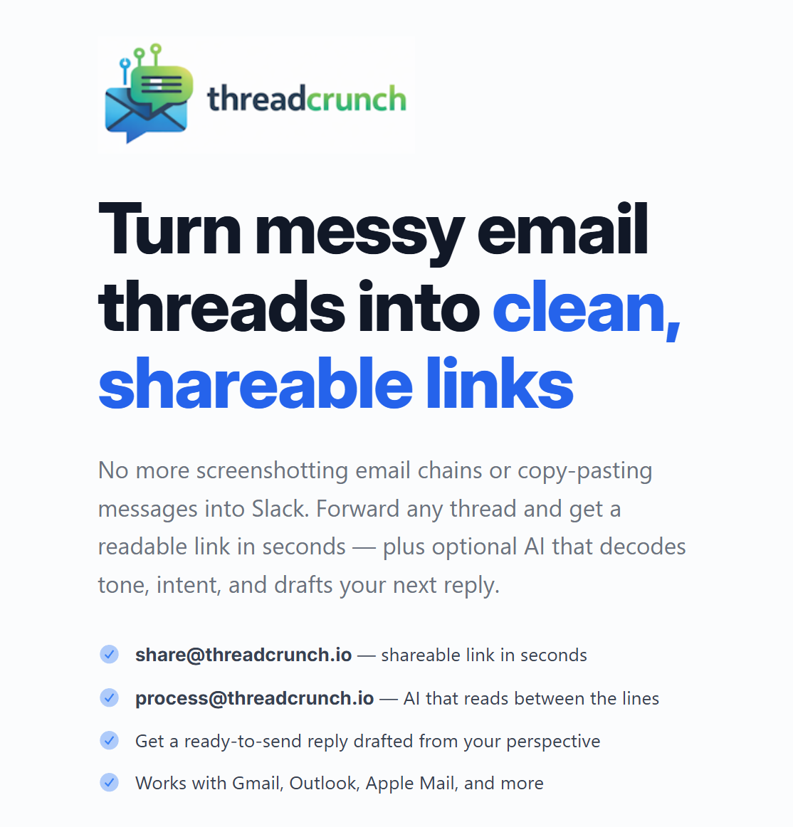 ThreadCrunch - Main product screenshot demonstrating key features and user interface