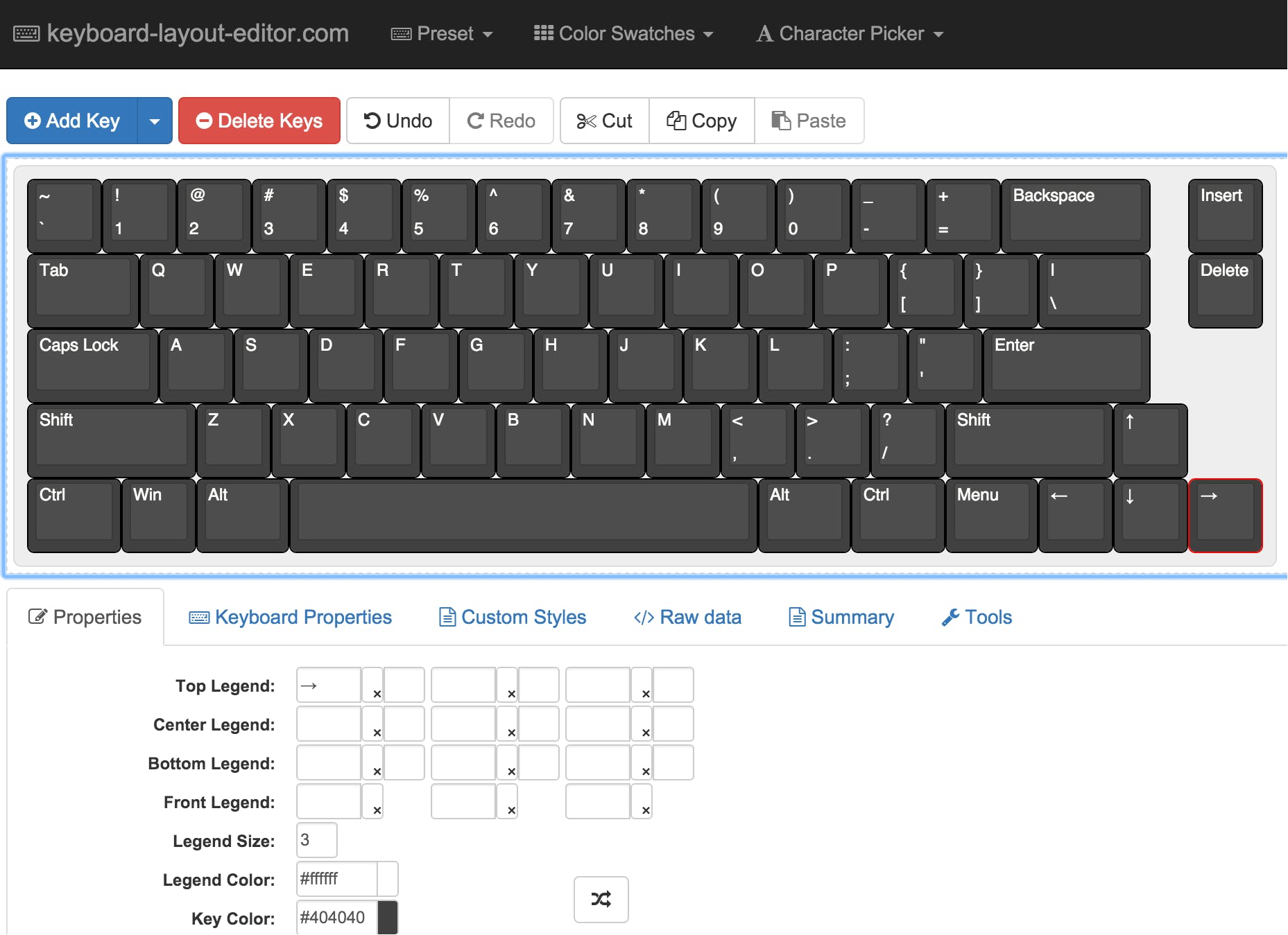 add layer keyboard layout editor