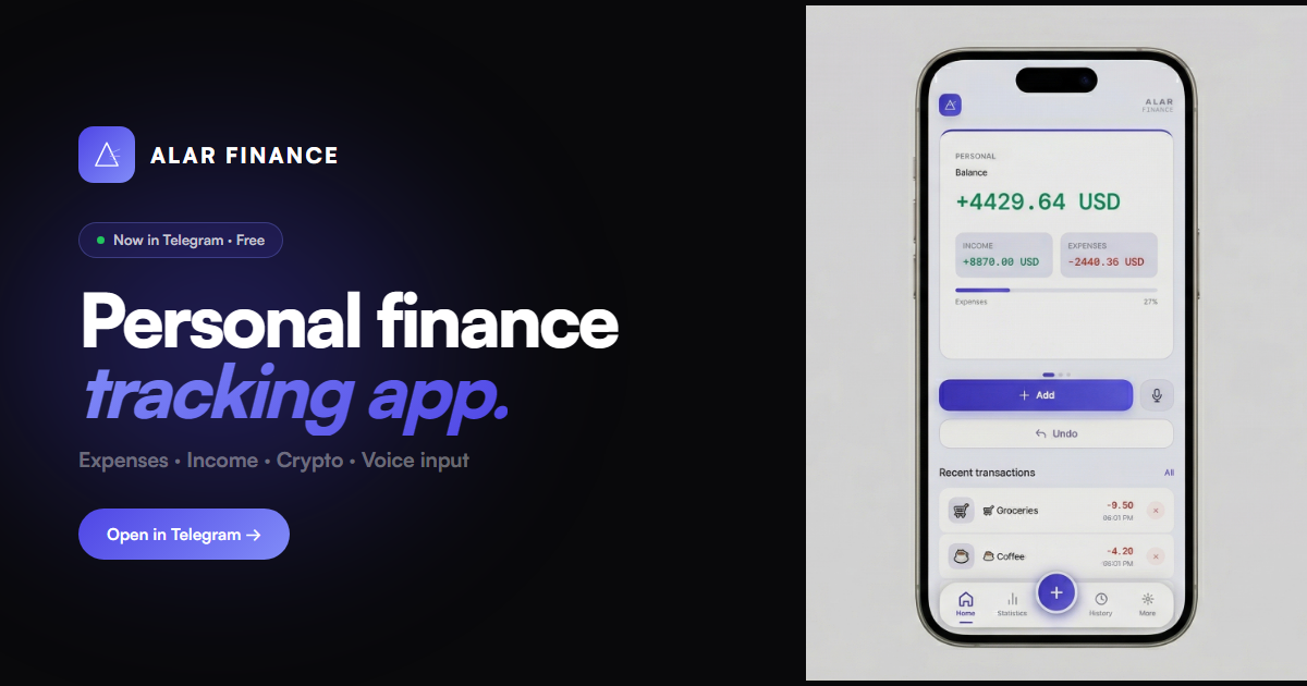 Alar Finance Expense Tracker in Telegram gallery image