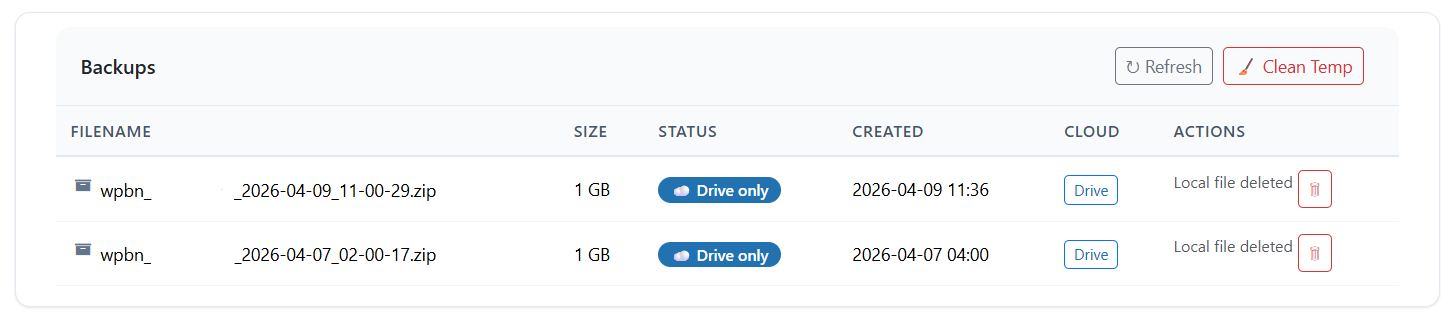 WP BACKUP NOTA gallery image