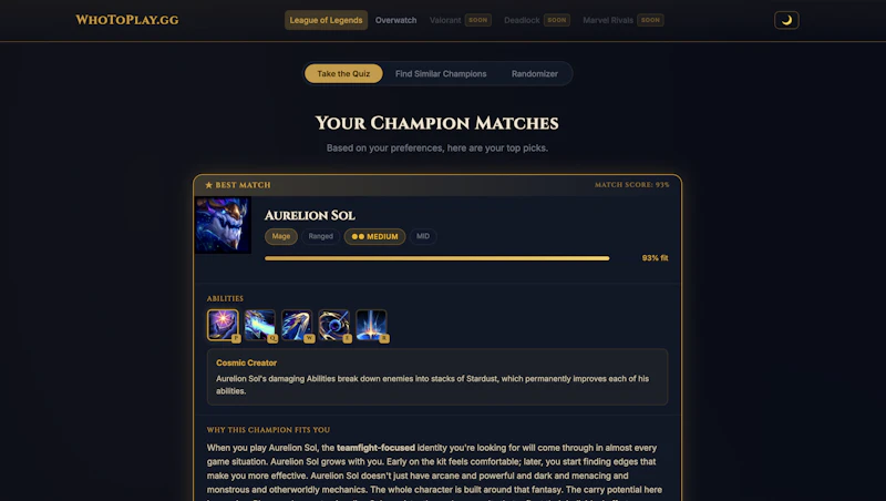 WhoToPlay.gg screenshot 1