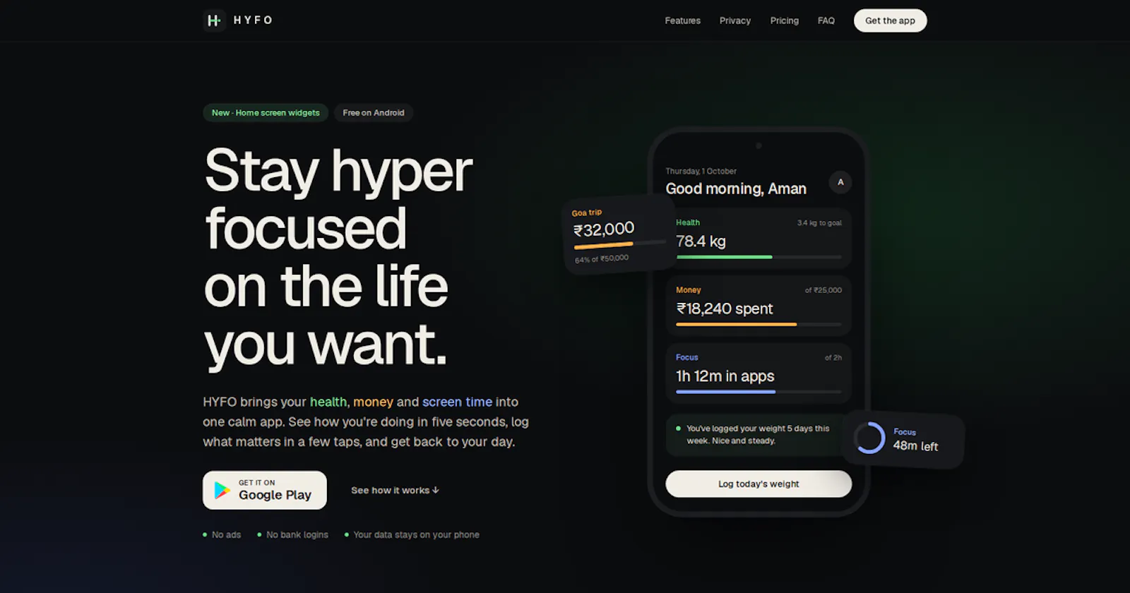 HYFO: Health, Money & Focus screenshot 1