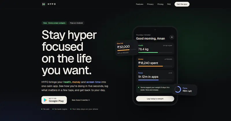HYFO: Health, Money & Focus screenshot 1